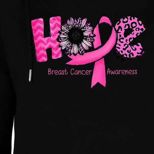 Breast Cancer Awareness Hope Pink Ribbon Leopard Sunflower Womens Funnel Neck Pullover Hood