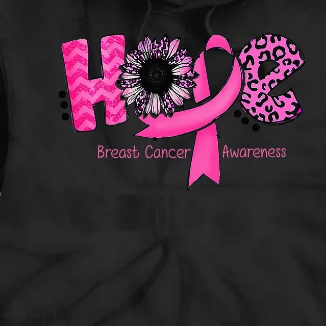 Breast Cancer Awareness Hope Pink Ribbon Leopard Sunflower Tie Dye Hoodie