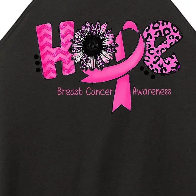 Breast Cancer Awareness Hope Pink Ribbon Leopard Sunflower Women’s Perfect Tri Rocker Tank