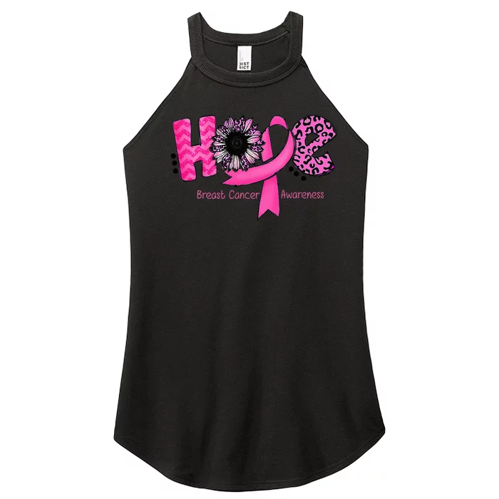 Breast Cancer Awareness Hope Pink Ribbon Leopard Sunflower Women’s Perfect Tri Rocker Tank