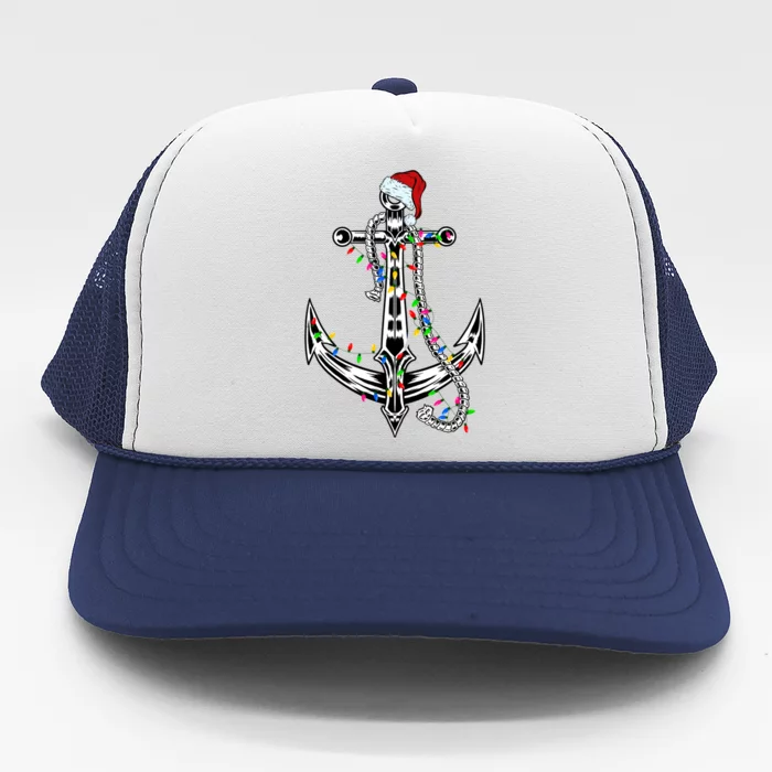 Boating Christmas Anchor Santa Lights Sailing Boat Sailor Gift Trucker Hat