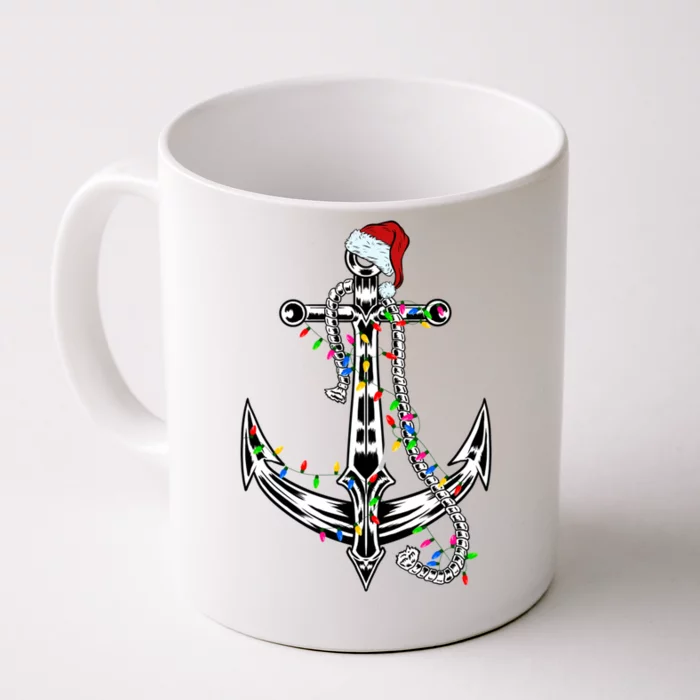 Boating Christmas Anchor Santa Lights Sailing Boat Sailor Gift Front & Back Coffee Mug