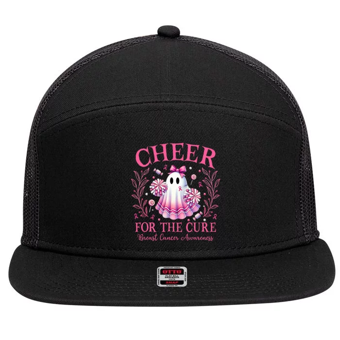 Breast Cancer Awareness Halloween Ghost 7 Panel Mesh Trucker Snapback Hat