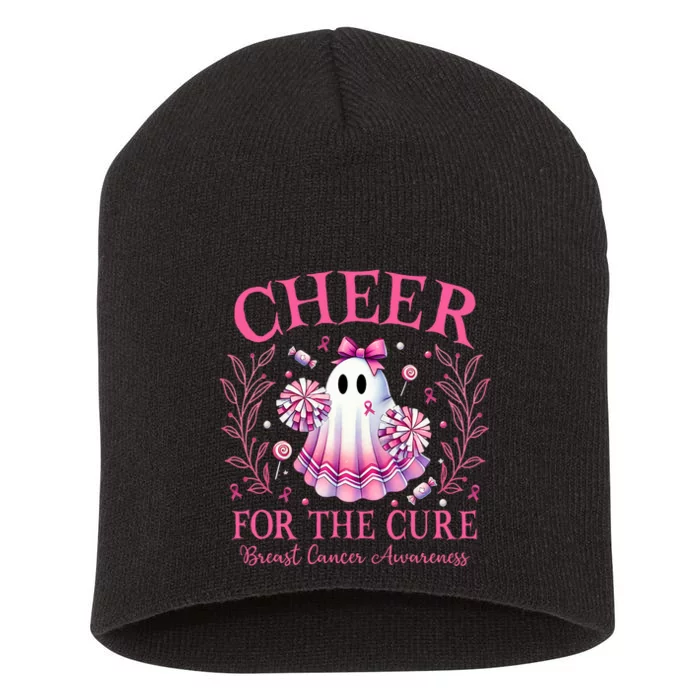 Breast Cancer Awareness Halloween Ghost Short Acrylic Beanie