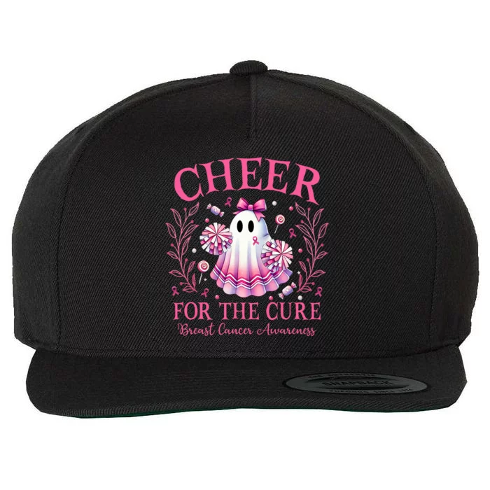 Breast Cancer Awareness Halloween Ghost Wool Snapback Cap