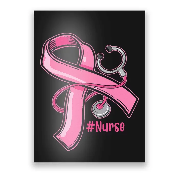 Breast Cancer Awareness Nurse Stethoscope Pink Ribbon Poster