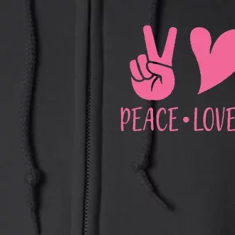 Breast Cancer Awareness Pink Peace Love Cure Faith Full Zip Hoodie