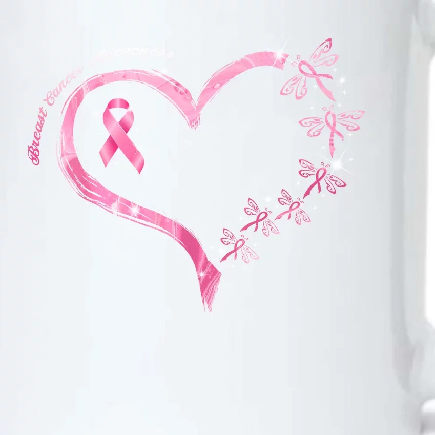 Breast Cancer Awareness Butterfly Simple Logo Black Color Changing Mug