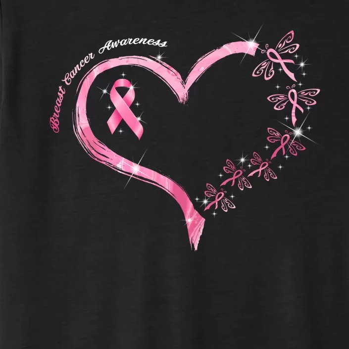 Breast Cancer Awareness Butterfly Simple Logo ChromaSoft Performance T-Shirt