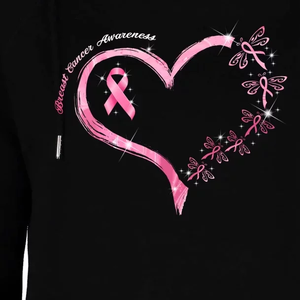 Breast Cancer Awareness Butterfly Simple Logo Womens Funnel Neck Pullover Hood