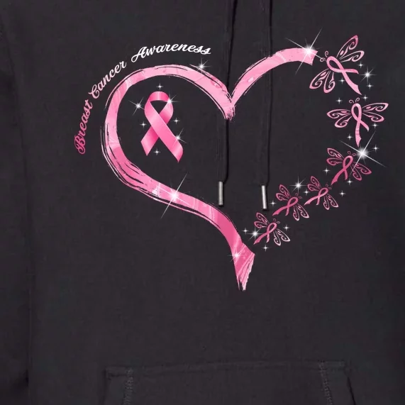 Breast Cancer Awareness Butterfly Simple Logo Premium Hoodie