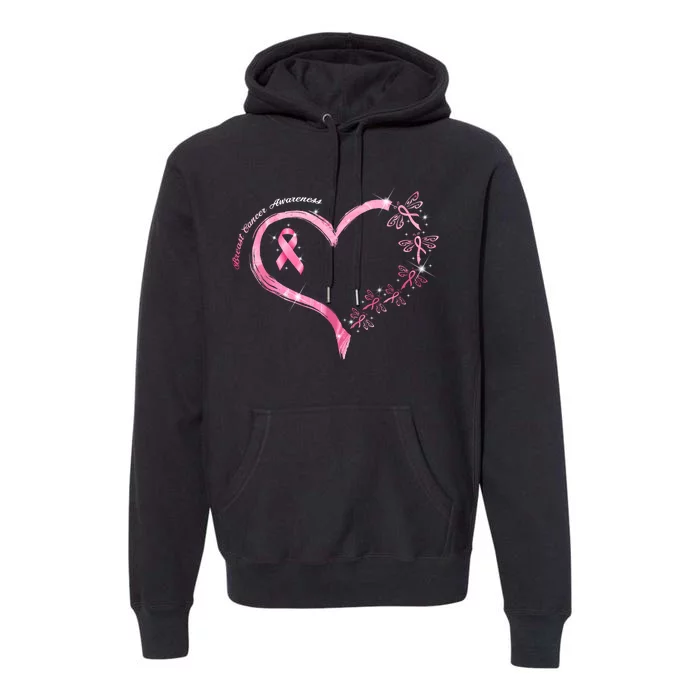 Breast Cancer Awareness Butterfly Simple Logo Premium Hoodie