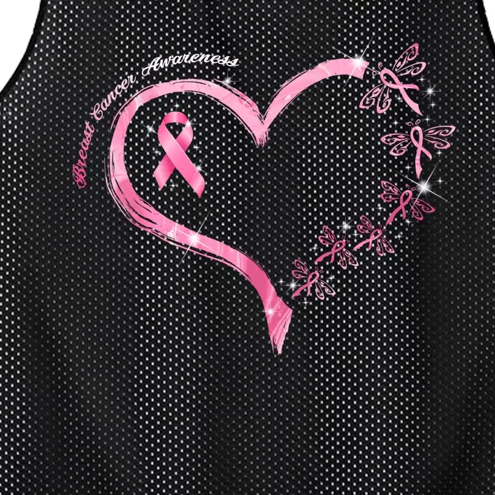 Breast Cancer Awareness Butterfly Simple Logo Mesh Reversible Basketball Jersey Tank