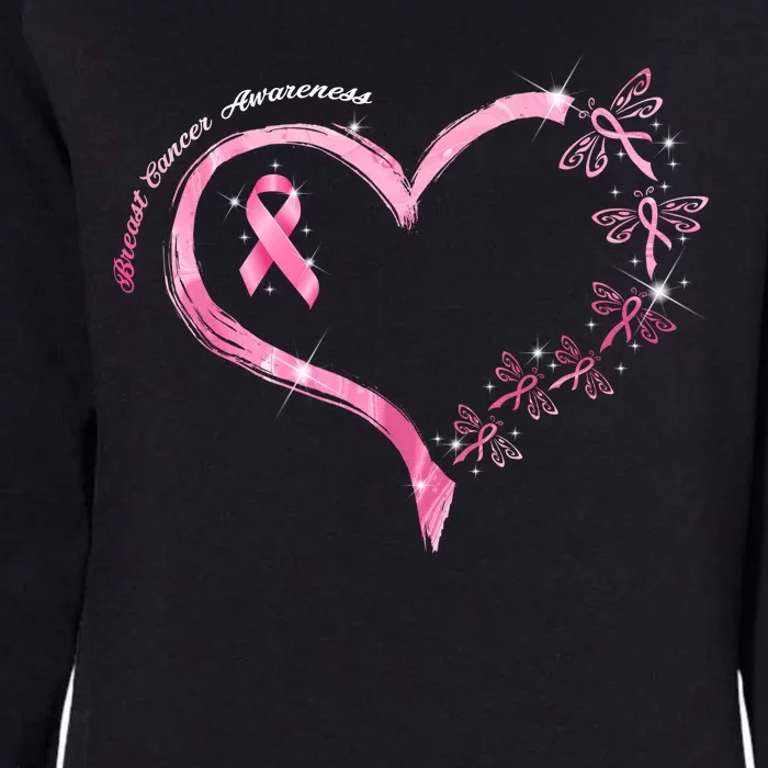 Breast Cancer Awareness Butterfly Simple Logo Womens California Wash Sweatshirt