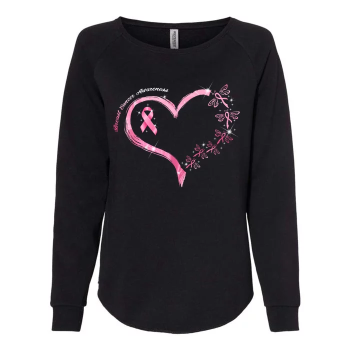 Breast Cancer Awareness Butterfly Simple Logo Womens California Wash Sweatshirt