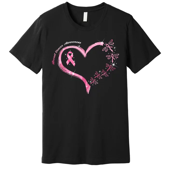 Breast Cancer Awareness Butterfly Simple Logo Premium T-Shirt