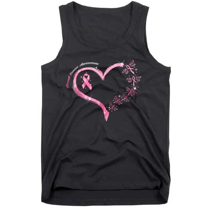 Breast Cancer Awareness Butterfly Simple Logo Tank Top