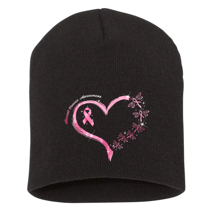 Breast Cancer Awareness Butterfly Simple Logo Short Acrylic Beanie