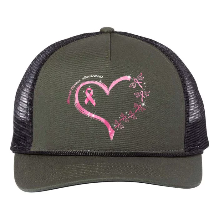 Breast Cancer Awareness Butterfly Simple Logo Retro Rope Trucker Hat Cap