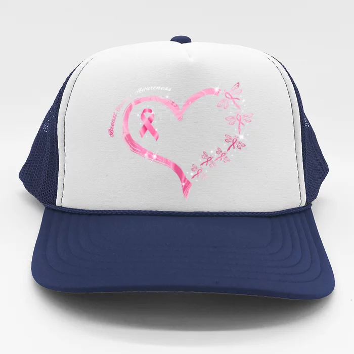 Breast Cancer Awareness Butterfly Simple Logo Trucker Hat