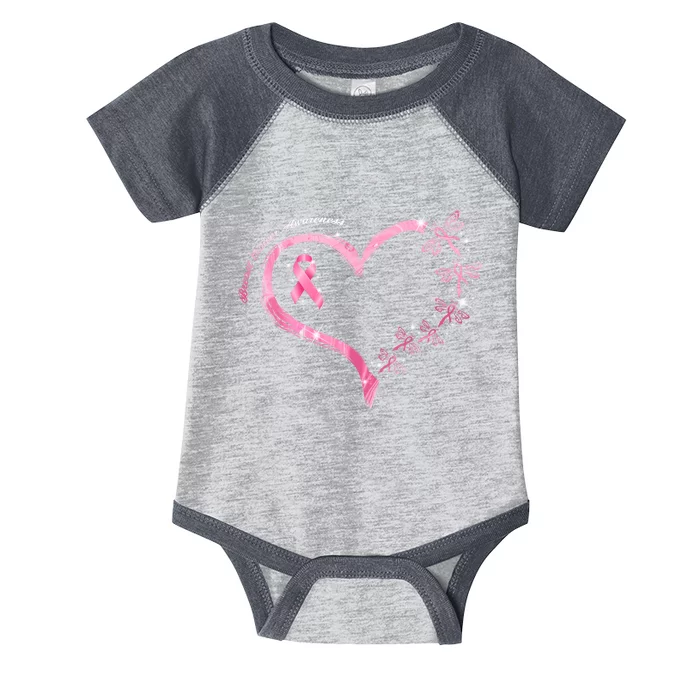 Breast Cancer Awareness Butterfly Simple Logo Infant Baby Jersey Bodysuit