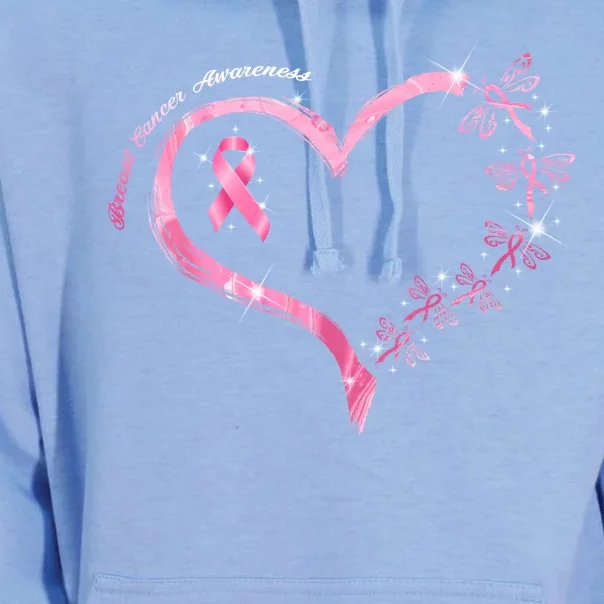 Breast Cancer Awareness Butterfly Simple Logo Unisex Surf Hoodie