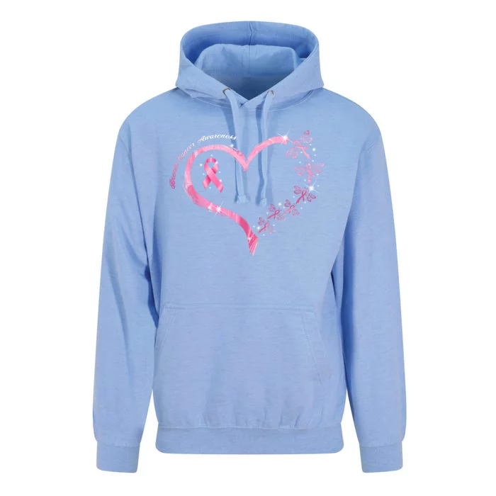 Breast Cancer Awareness Butterfly Simple Logo Unisex Surf Hoodie