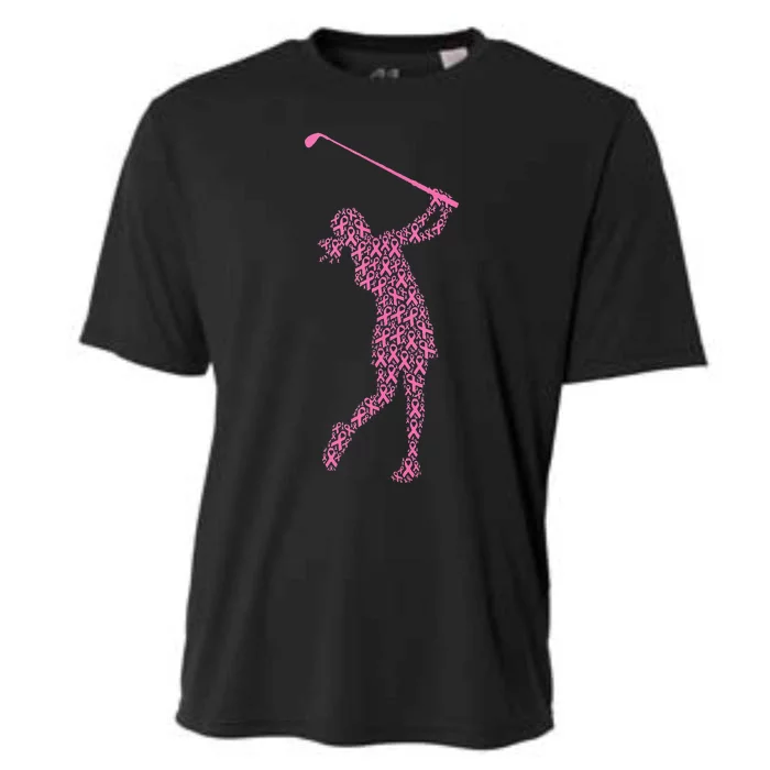 Breast Cancer Awareness Pink Ribbon & Survivor Golf Swing Cooling Performance Crew T-Shirt