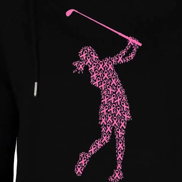 Breast Cancer Awareness Pink Ribbon & Survivor Golf Swing Womens Funnel Neck Pullover Hood