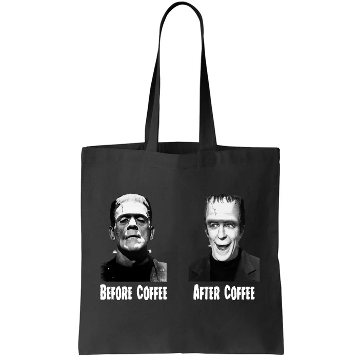 Before Coffee After Coffee Funny Monster Tote Bag