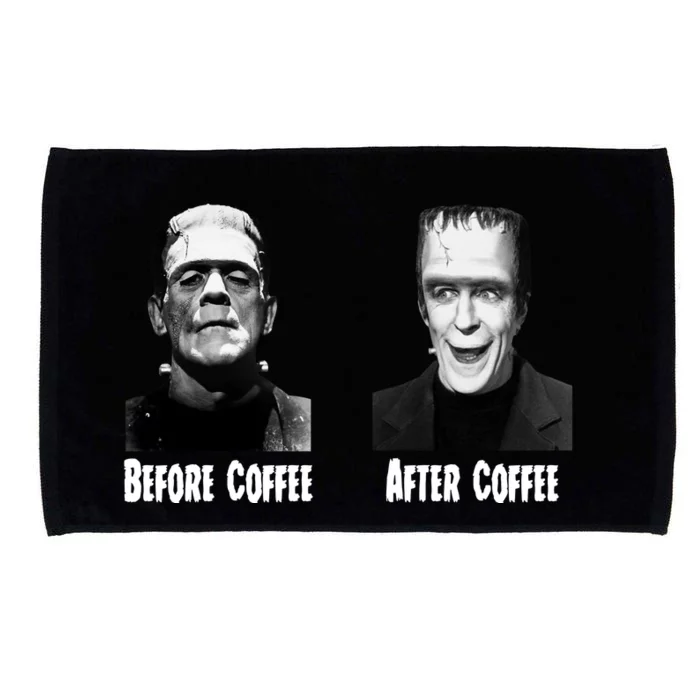 Before Coffee After Coffee Funny Monster Microfiber Hand Towel