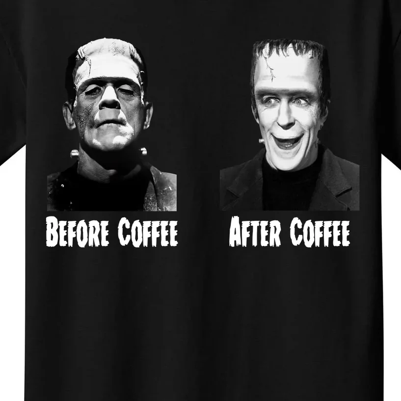 Before Coffee After Coffee Funny Monster Kids T-Shirt