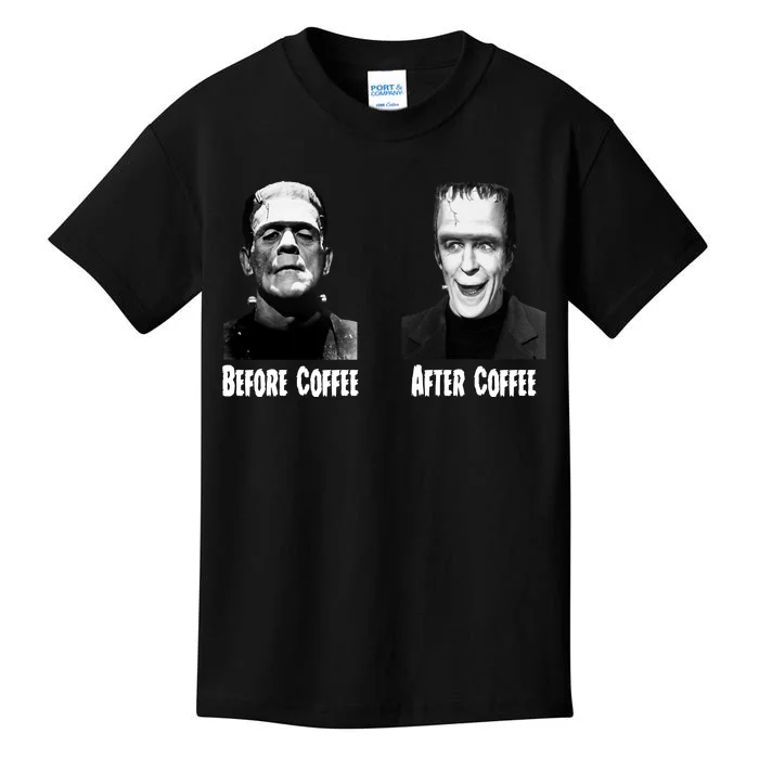 Before Coffee After Coffee Funny Monster Kids T-Shirt