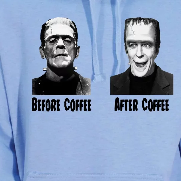 Before Coffee After Coffee Funny Monster Unisex Surf Hoodie