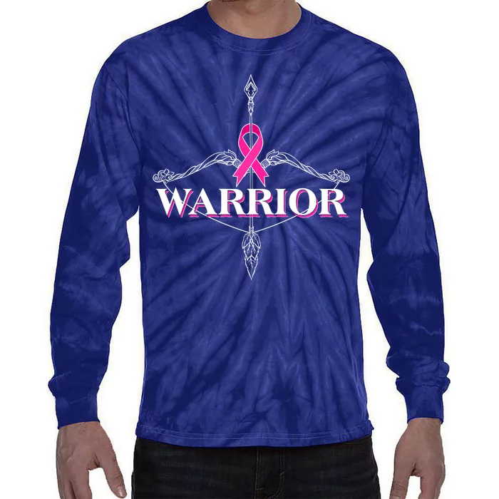 Breast Cancer Awareness Warrior Vintage Bow And Arrow Tie-Dye Long Sleeve Shirt