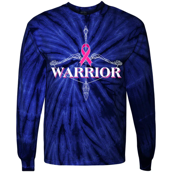 Breast Cancer Awareness Warrior Vintage Bow And Arrow Tie-Dye Long Sleeve Shirt