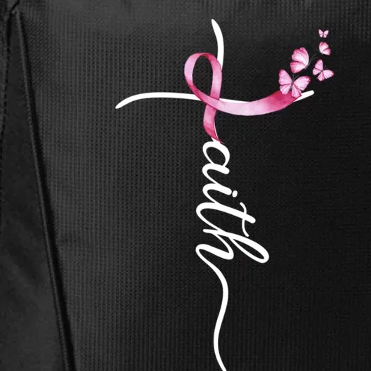 Breast Cancer Awareness Faith Cross Pink Ribbon City Backpack