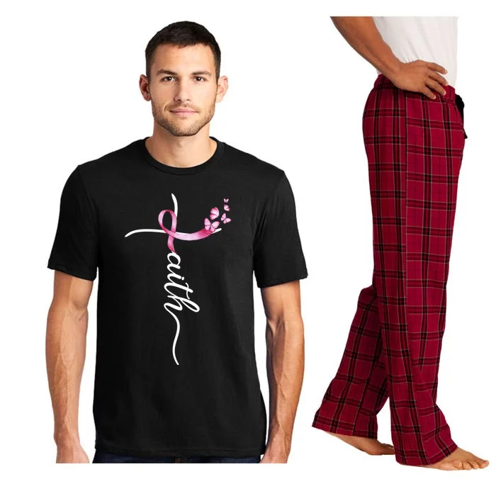 Breast Cancer Awareness Faith Cross Pink Ribbon Pajama Set