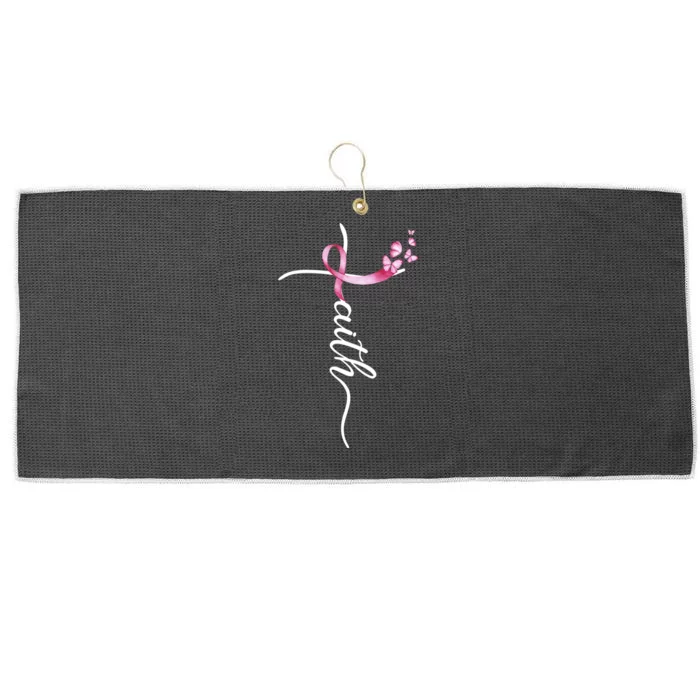 Breast Cancer Awareness Faith Cross Pink Ribbon Large Microfiber Waffle Golf Towel