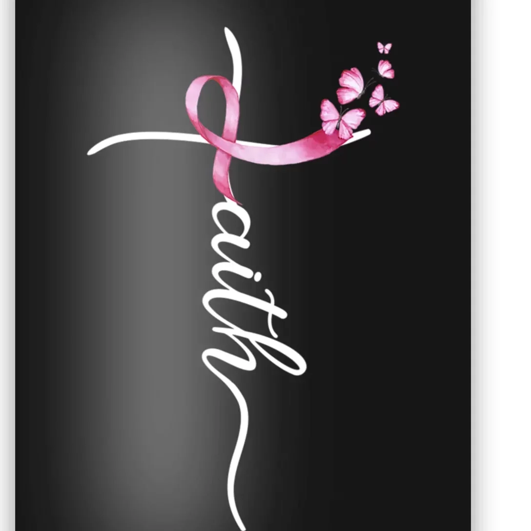 Breast Cancer Awareness Faith Cross Pink Ribbon Poster