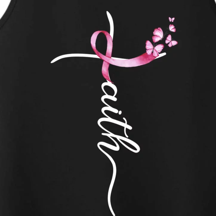 Breast Cancer Awareness Faith Cross Pink Ribbon Performance Tank