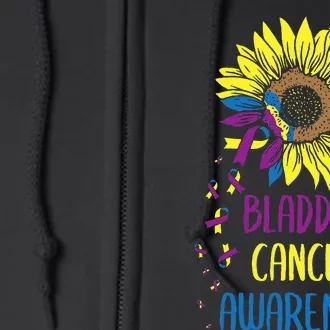 Bladder Cancer Awareness Bladder Cancer Survivor Sunflower Full Zip Hoodie