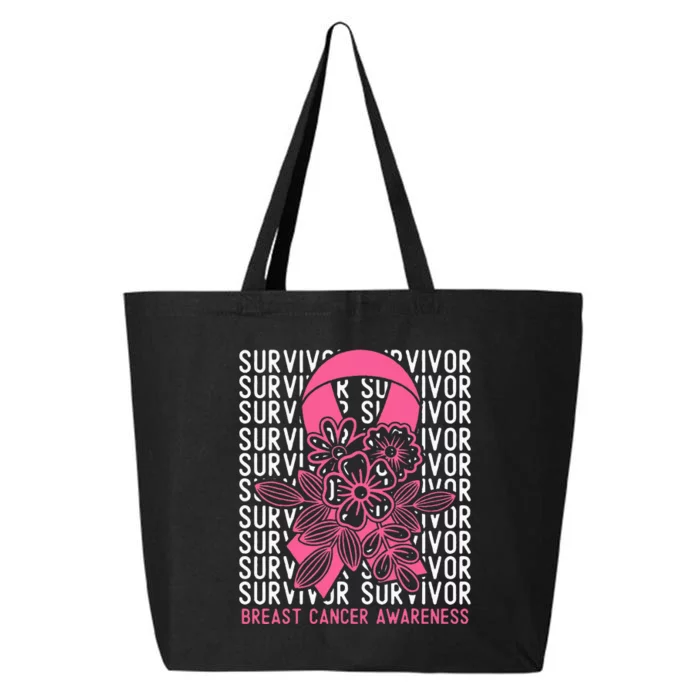 Breast Cancer Awareness Pink Ribbon Survivor 25L Jumbo Tote