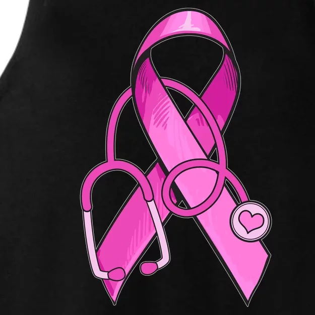 Breast Cancer Awareness Pink Ribbon Stethoscope Ladies Tri-Blend Wicking Tank