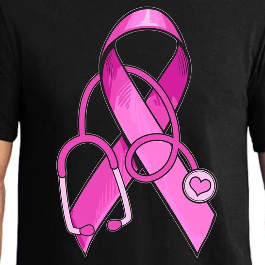 Breast Cancer Awareness Pink Ribbon Stethoscope Pajama Set