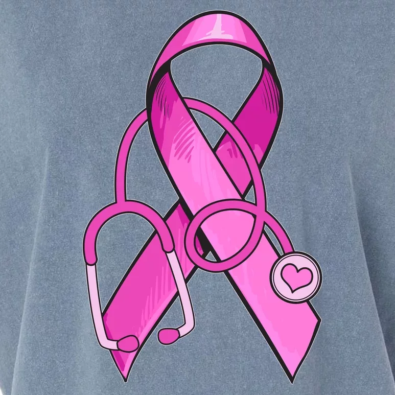 Breast Cancer Awareness Pink Ribbon Stethoscope Garment-Dyed Women's Muscle Tee