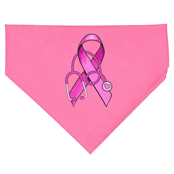 Breast Cancer Awareness Pink Ribbon Stethoscope USA-Made Doggie Bandana