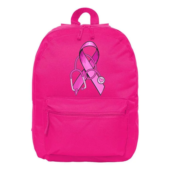 Breast Cancer Awareness Pink Ribbon Stethoscope 16 in Basic Backpack