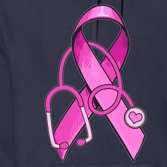 Breast Cancer Awareness Pink Ribbon Stethoscope Premium Hoodie