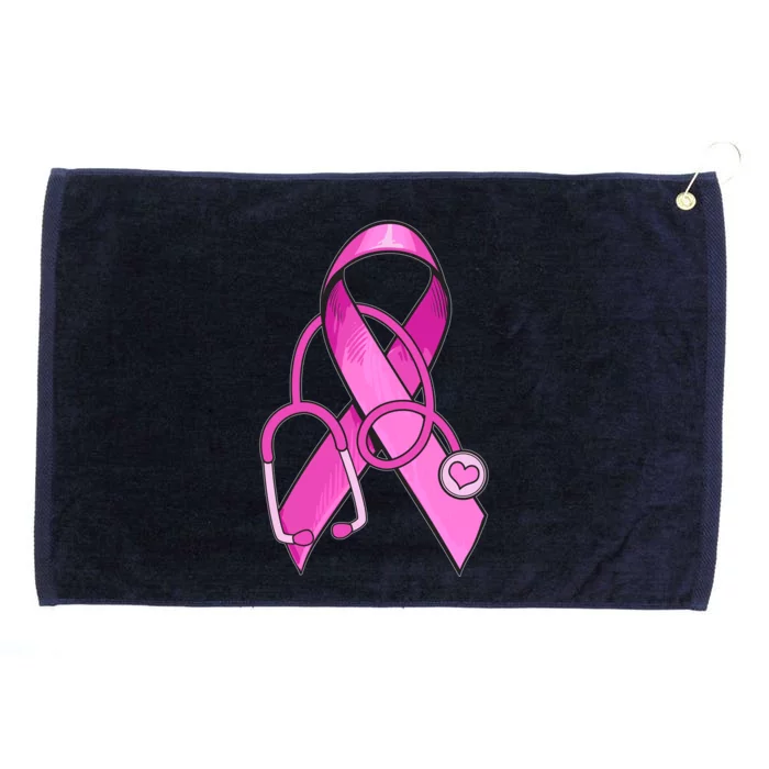 Breast Cancer Awareness Pink Ribbon Stethoscope Grommeted Golf Towel